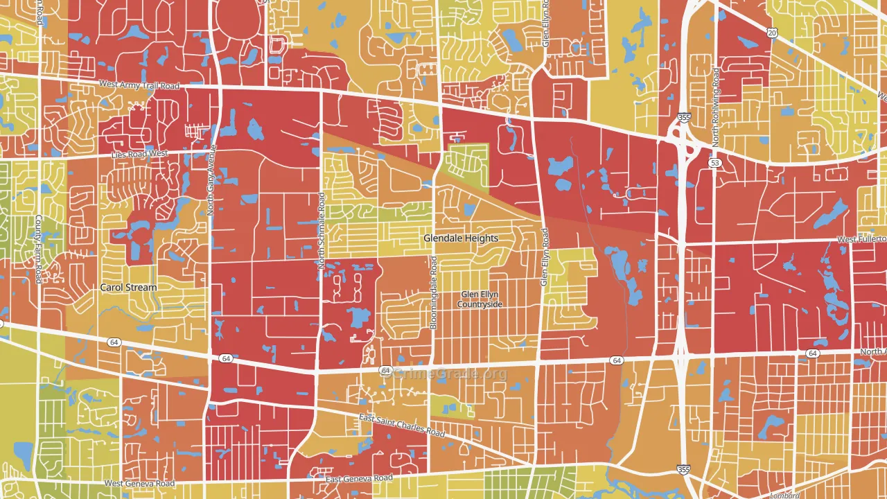 Glendale Heights, IL Map of Drug-Related Crime Rates