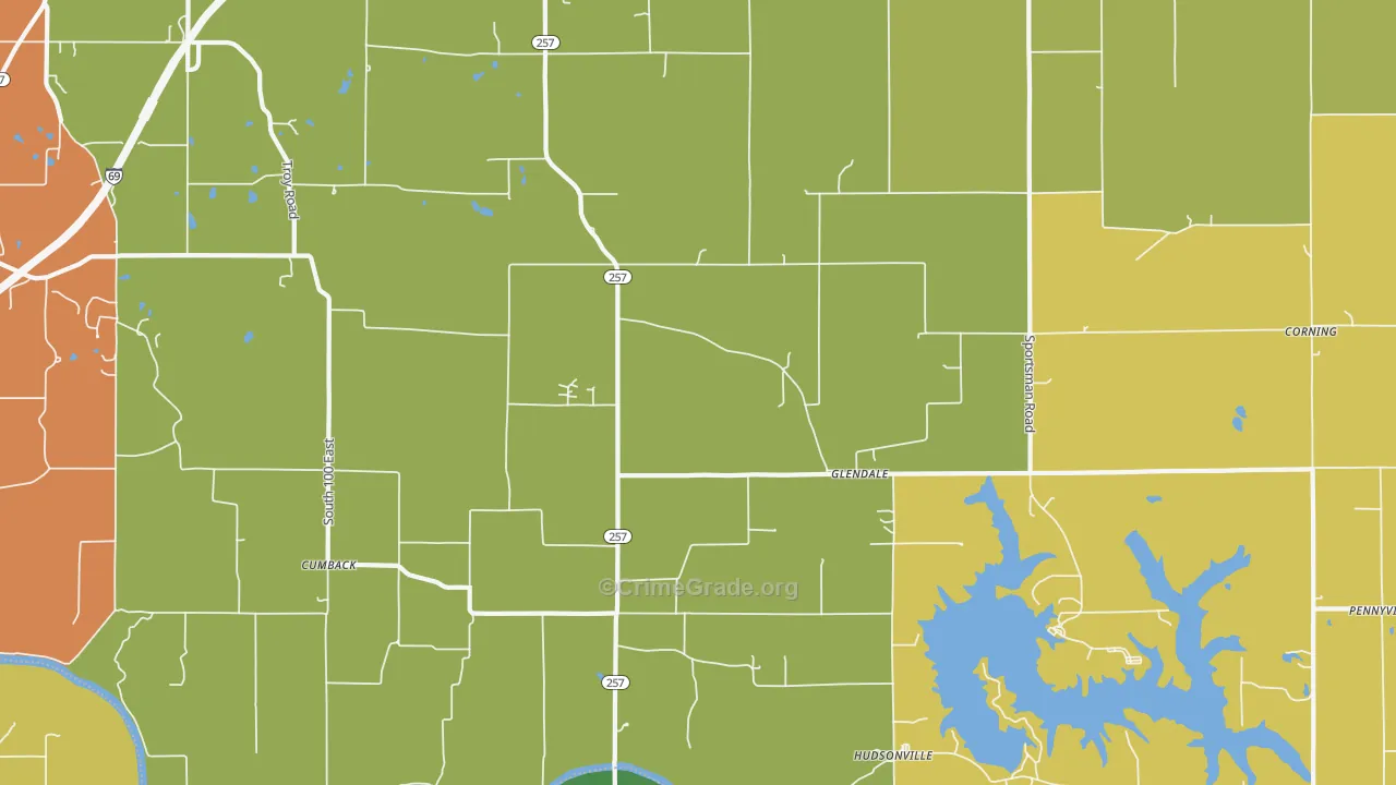 Glendale, IN Map of Drug-Related Crime Rates