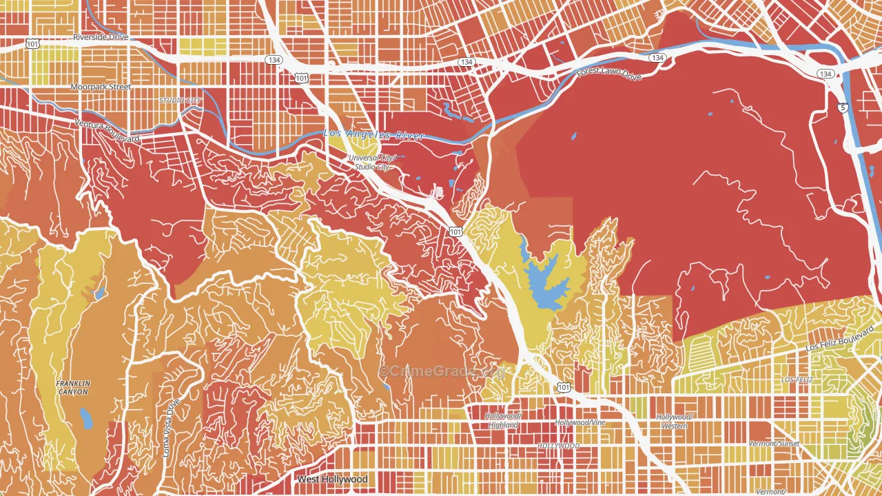 Glendale, Los Angeles, CA Map of Drug-Related Crime Rates