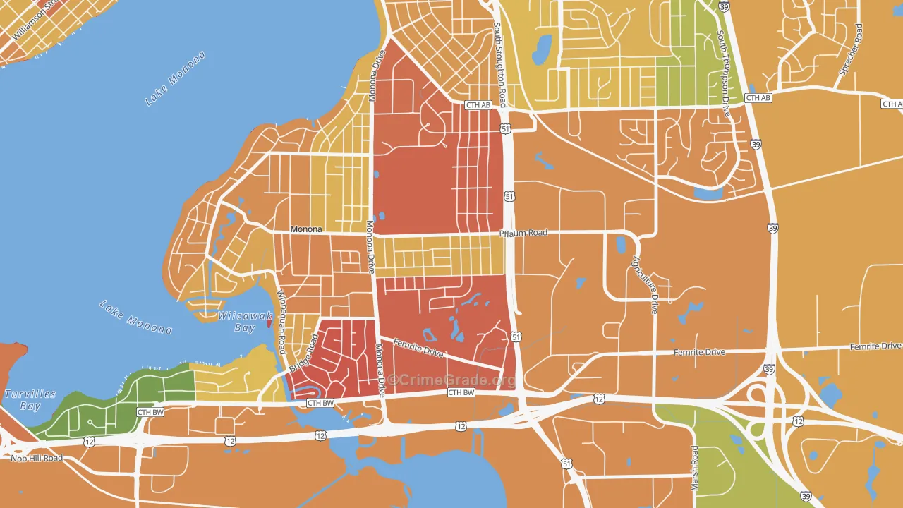 Glendale, Madison, WI Map of Drug-Related Crime Rates
