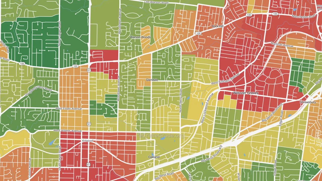 Glendale, MO Map of Drug-Related Crime Rates