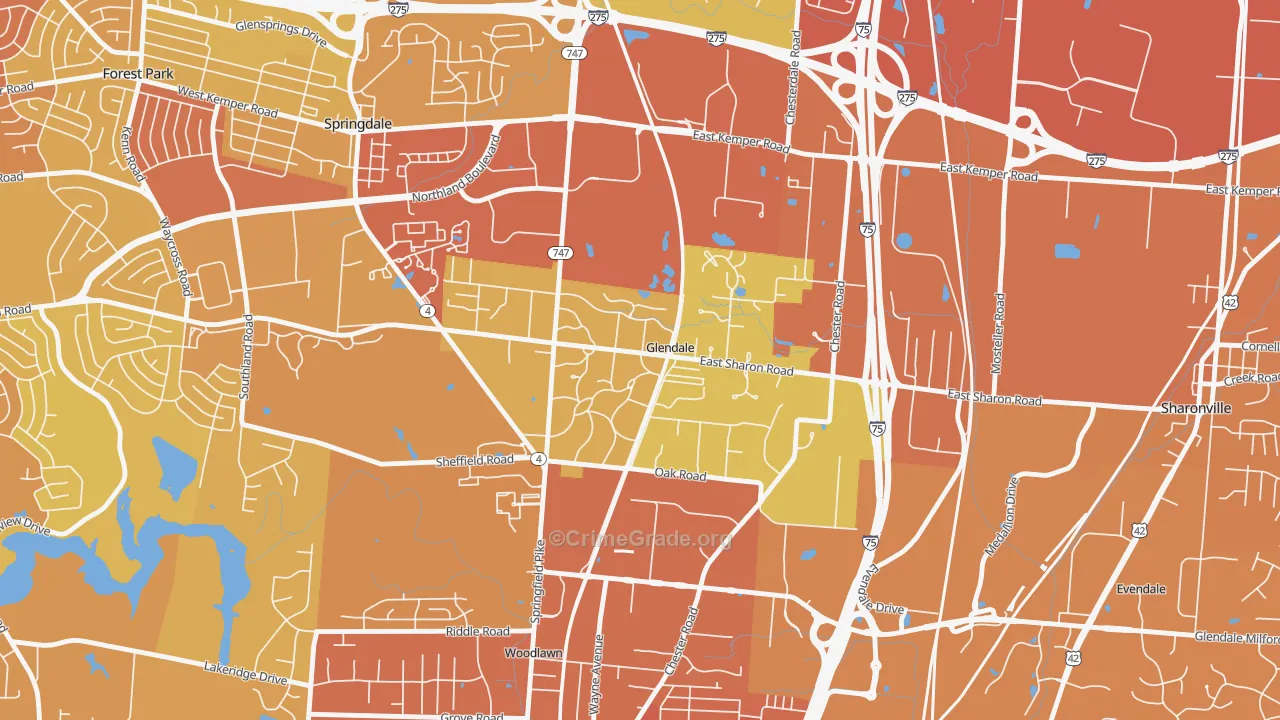 Glendale, OH Map of Drug-Related Crime Rates