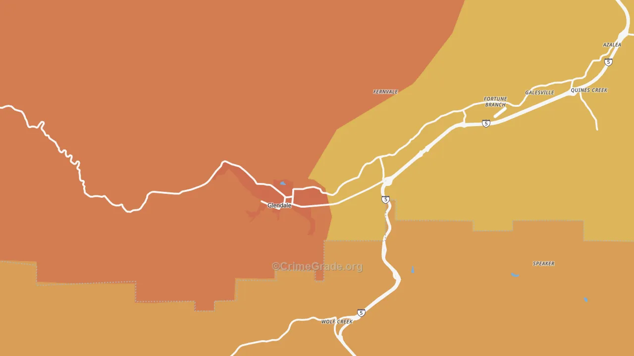 Glendale, OR Map of Drug-Related Crime Rates