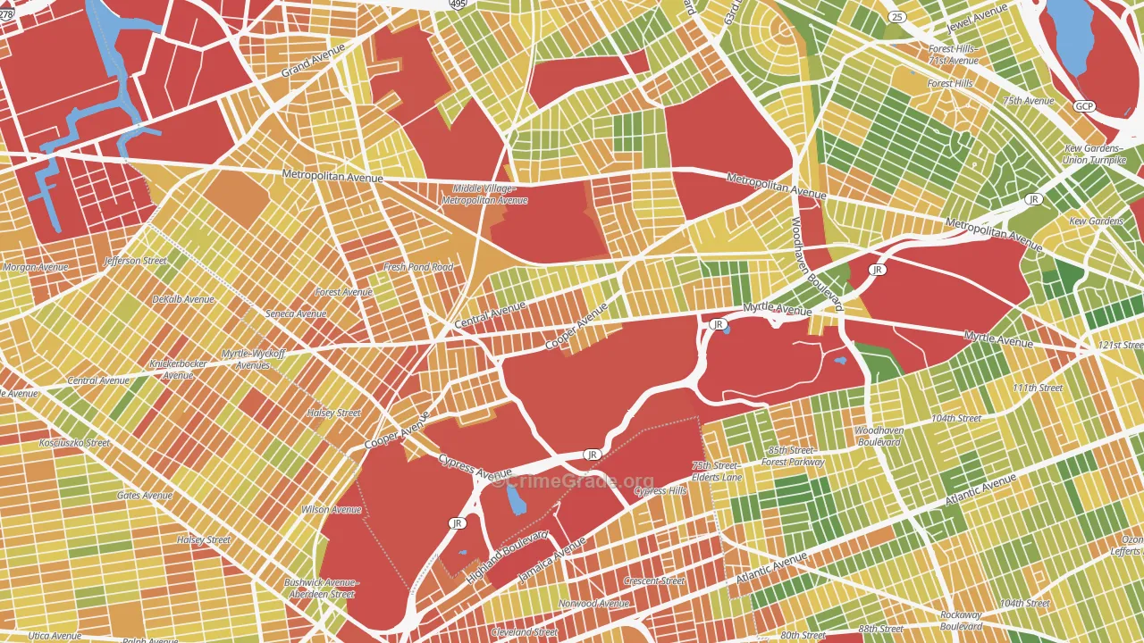 Glendale, Queens, NY Map of Drug-Related Crime Rates