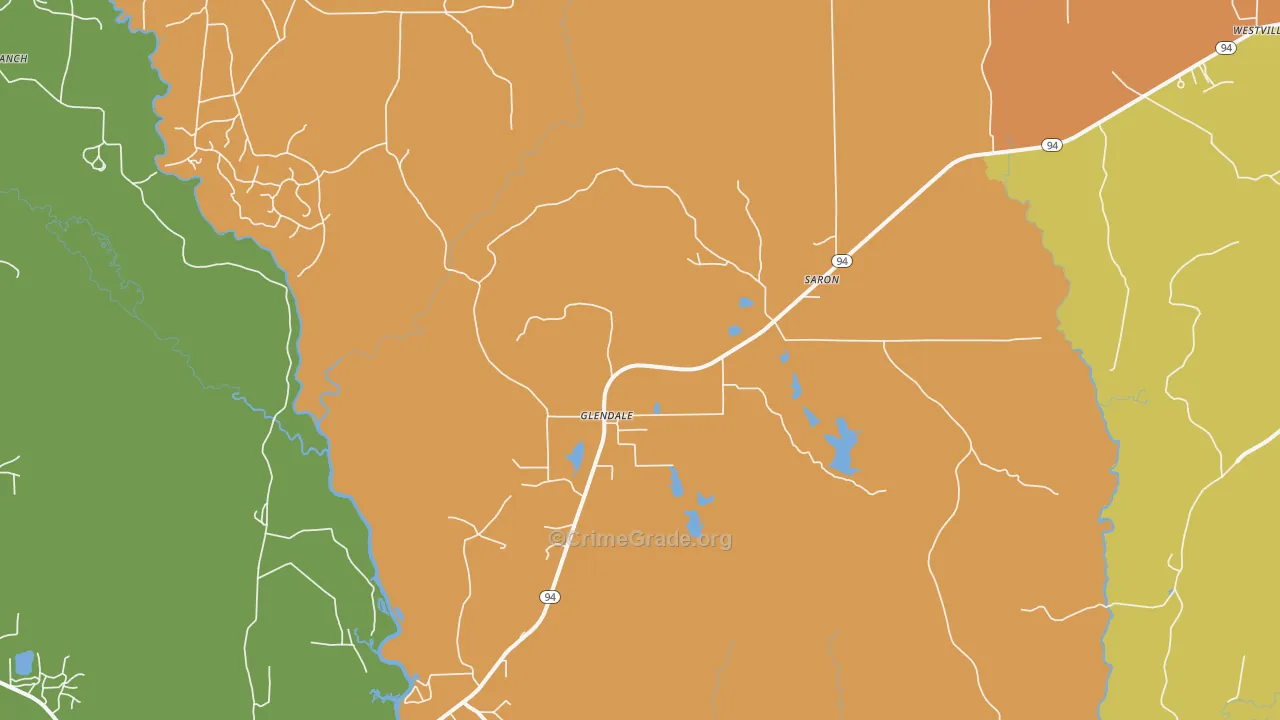 Glendale, TX Map of Drug-Related Crime Rates
