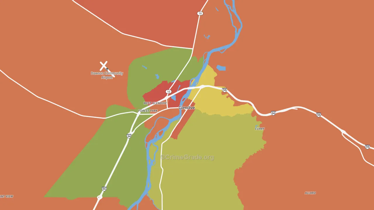 Glendive, MT Map of Drug-Related Crime Rates