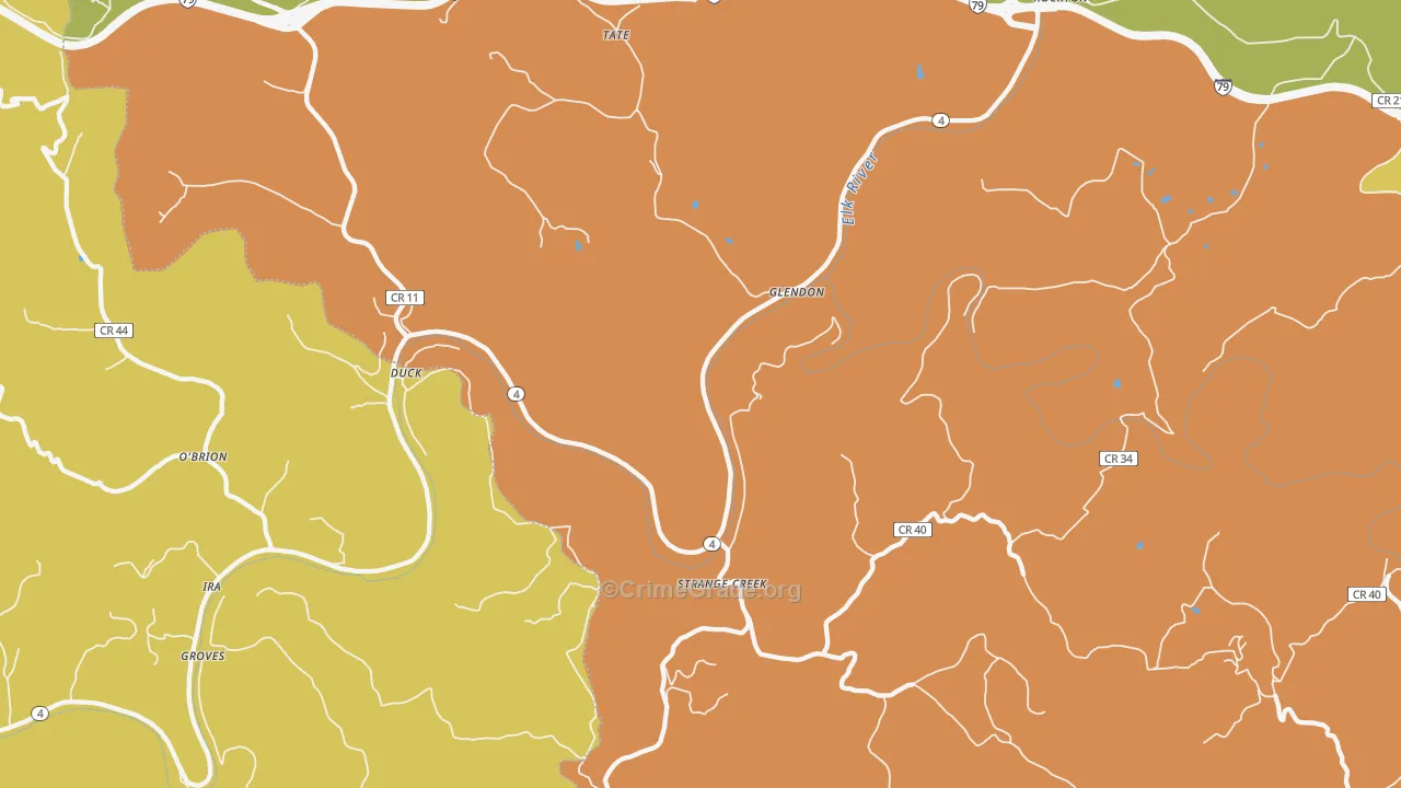 Glendon, WV Map of Drug-Related Crime Rates