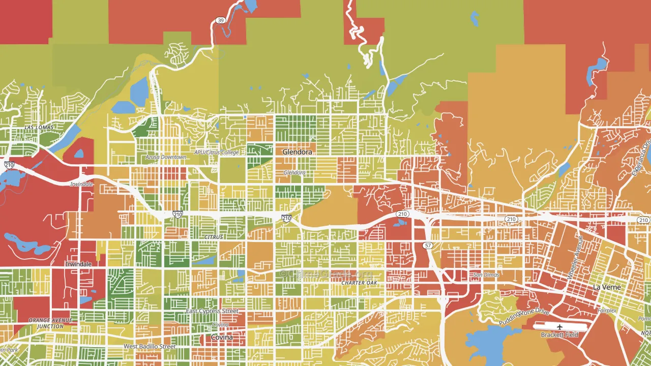 Glendora, CA Map of Drug-Related Crime Rates