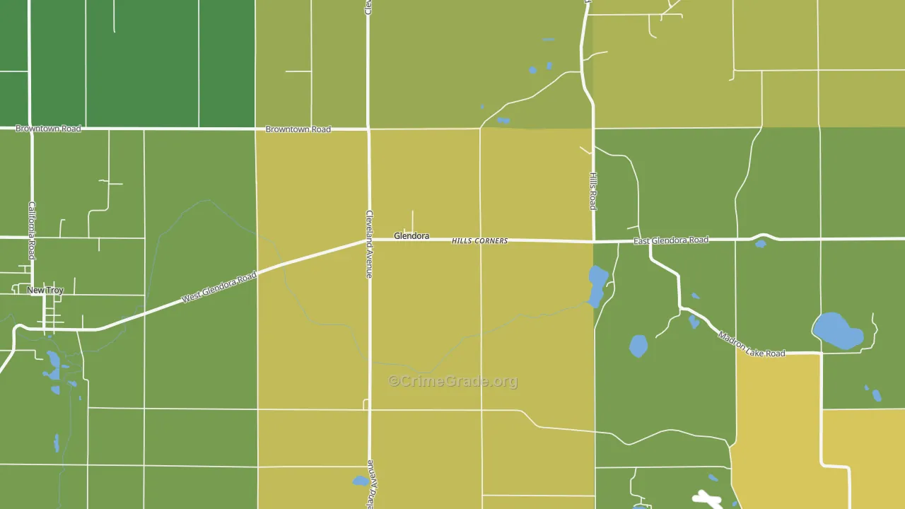 Glendora, MI Map of Drug-Related Crime Rates