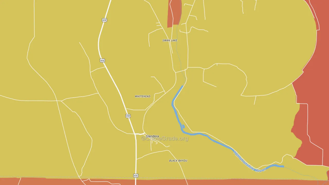 Glendora, MS Map of Drug-Related Crime Rates