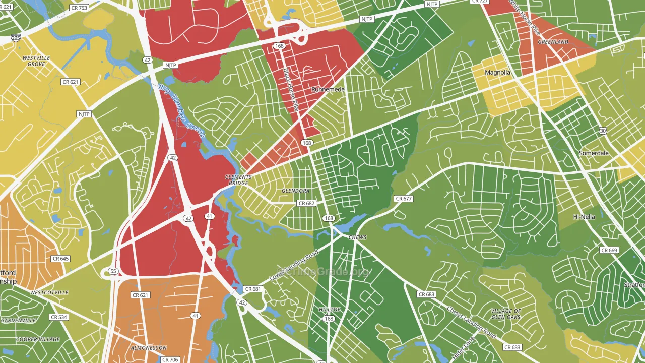 Glendora, NJ Map of Drug-Related Crime Rates