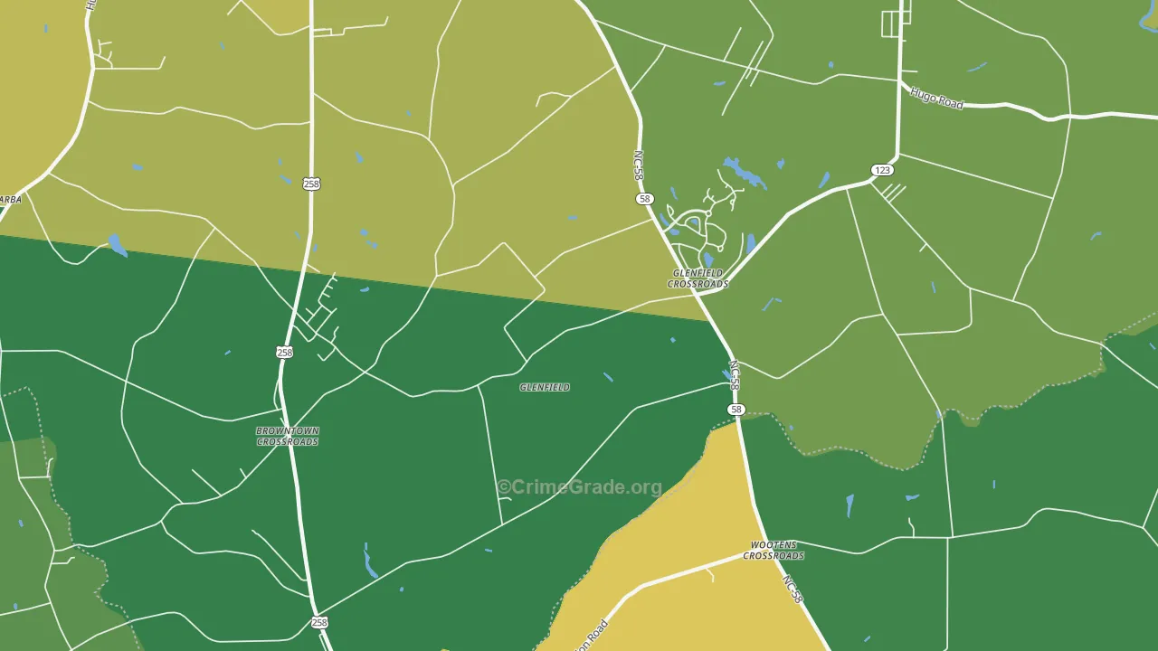 Glenfield, NC Map of Drug-Related Crime Rates