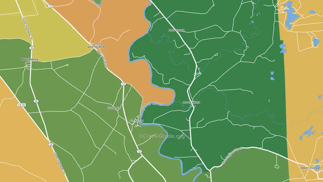 Glenfield, NY Map of Drug-Related Crime Rates
