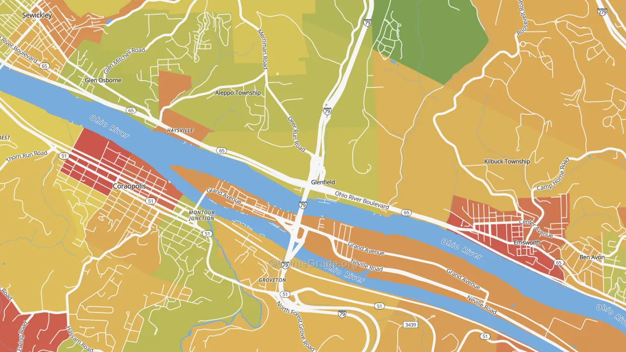 Glenfield, PA Map of Drug-Related Crime Rates