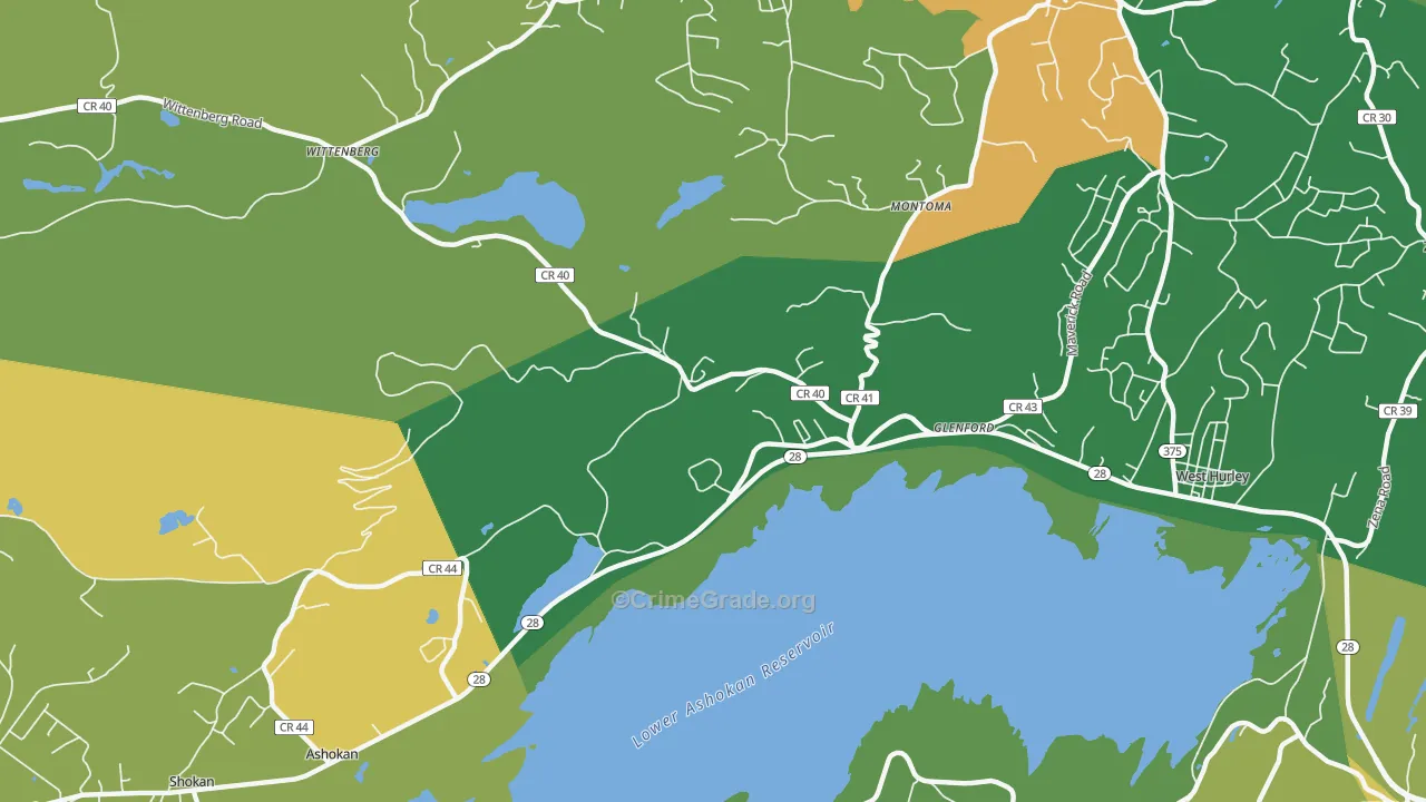 Glenford, NY Map of Drug-Related Crime Rates