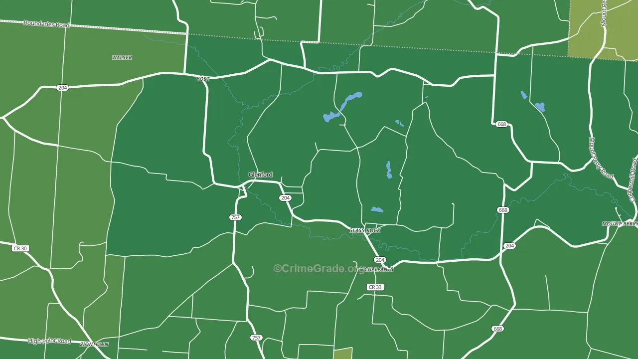 Glenford, OH Map of Drug-Related Crime Rates