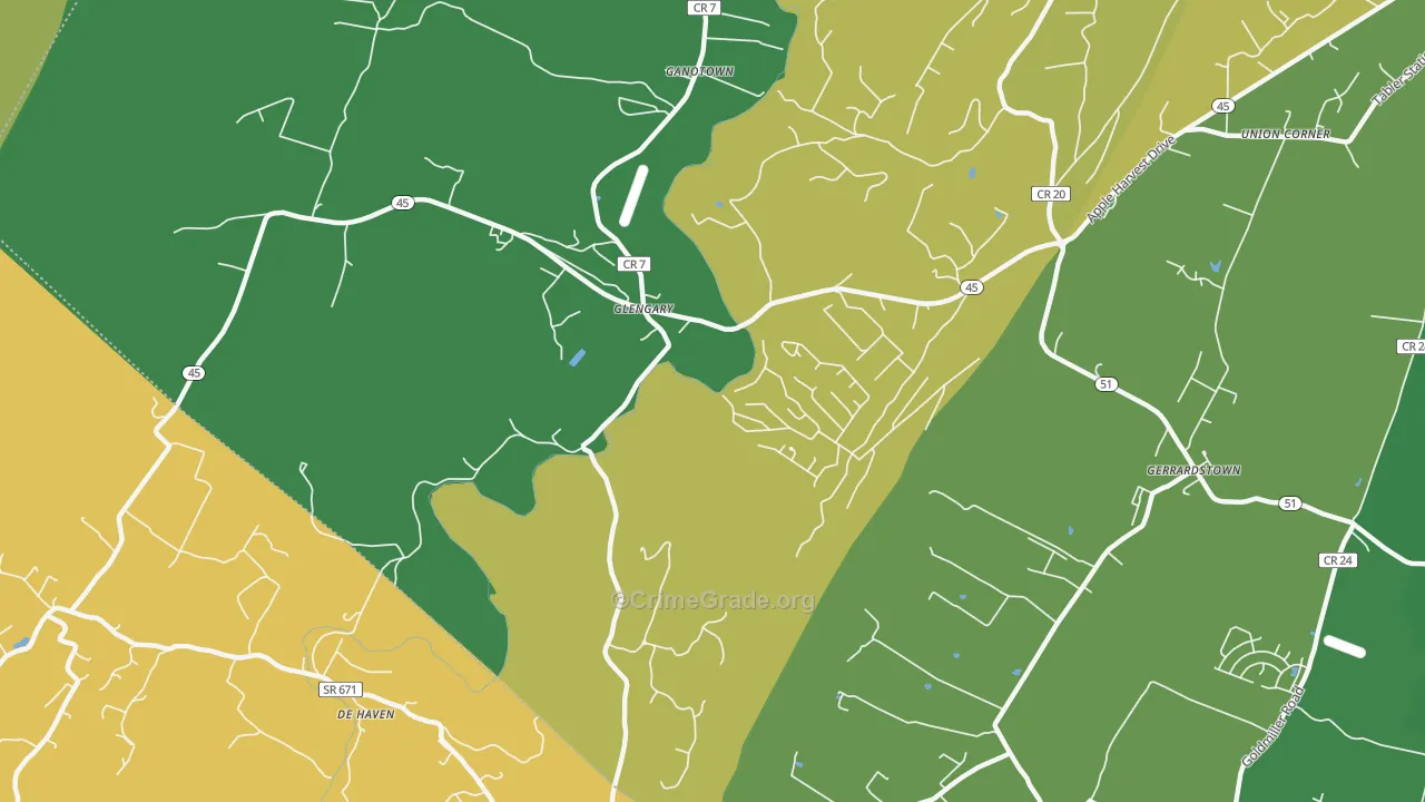 Glengary, WV Map of Drug-Related Crime Rates