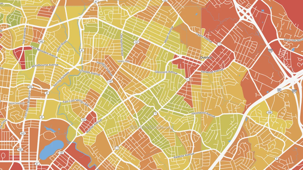 Glenham-Belhar, Baltimore, MD Map of Drug-Related Crime Rates