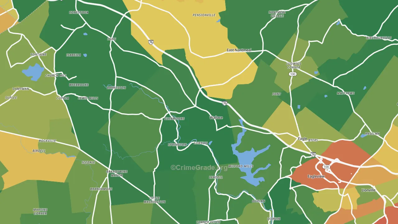 Glenmoore, PA Map of Drug-Related Crime Rates