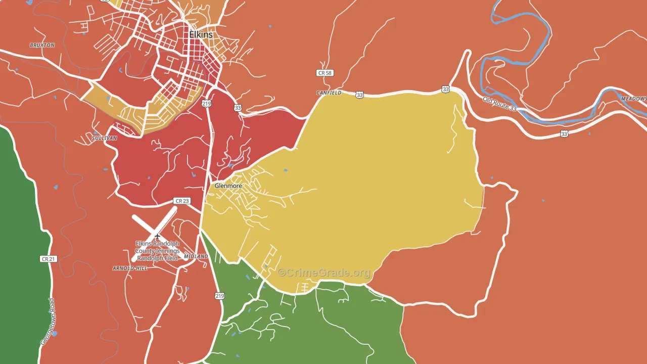 Glenmore, WV Map of Drug-Related Crime Rates