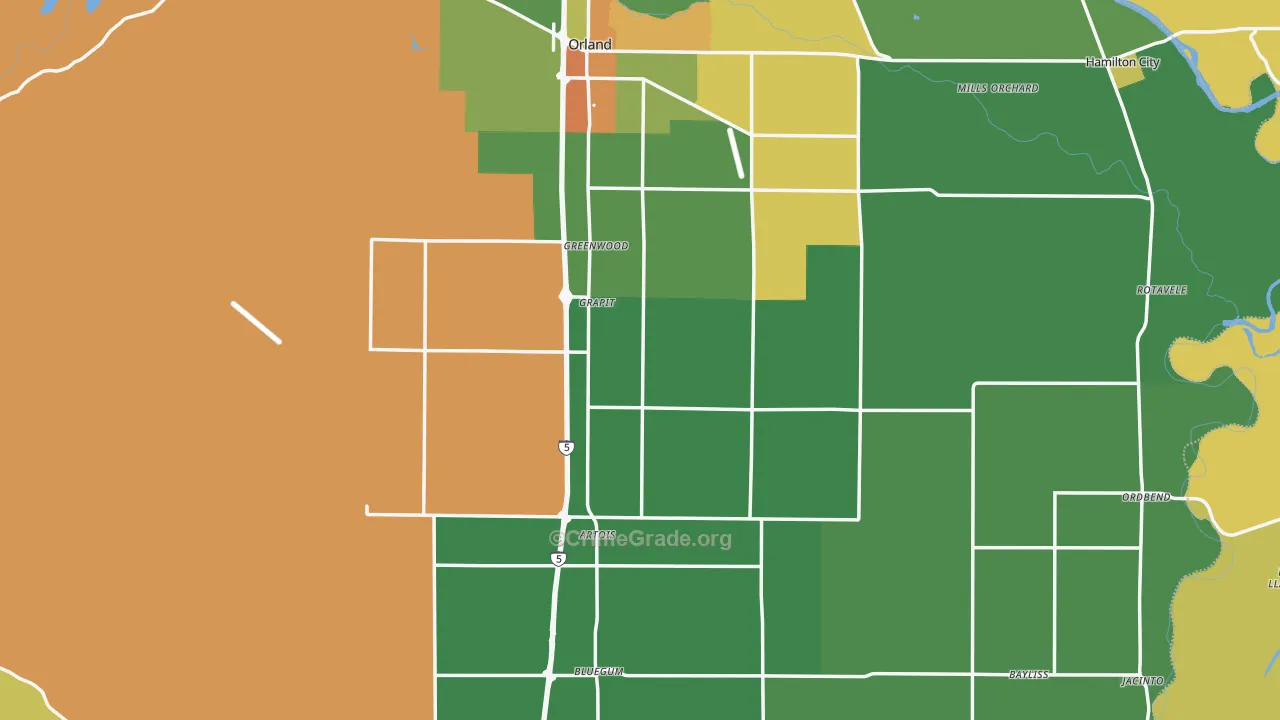 Glenn County, CA Map of Drug-Related Crime Rates