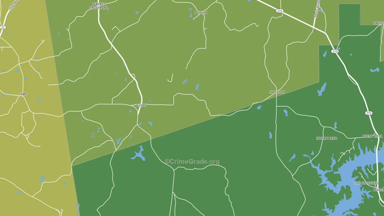 Glenn, GA Map of Drug-Related Crime Rates