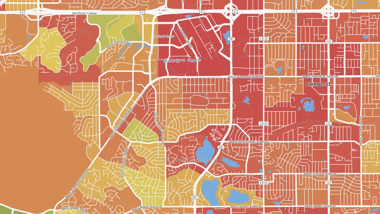 Glennon Heights, Lakewood, CO Map of Drug-Related Crime Rates
