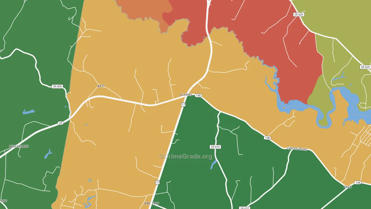 Glenns, VA Map of Drug-Related Crime Rates
