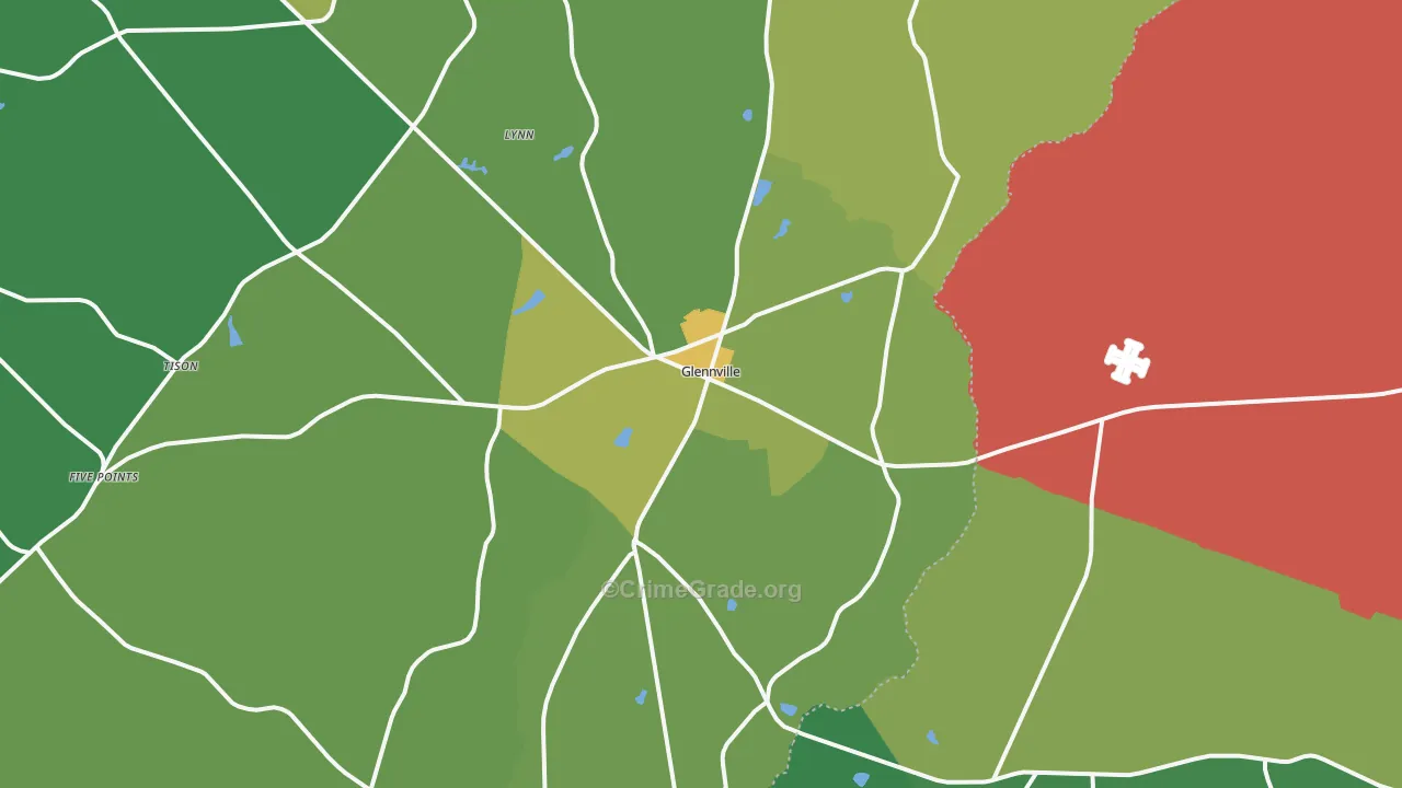 Glennville, GA Map of Drug-Related Crime Rates