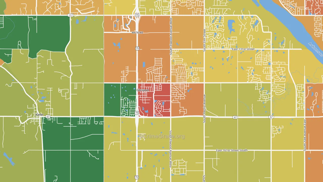 Glenpool, OK Map of Drug-Related Crime Rates