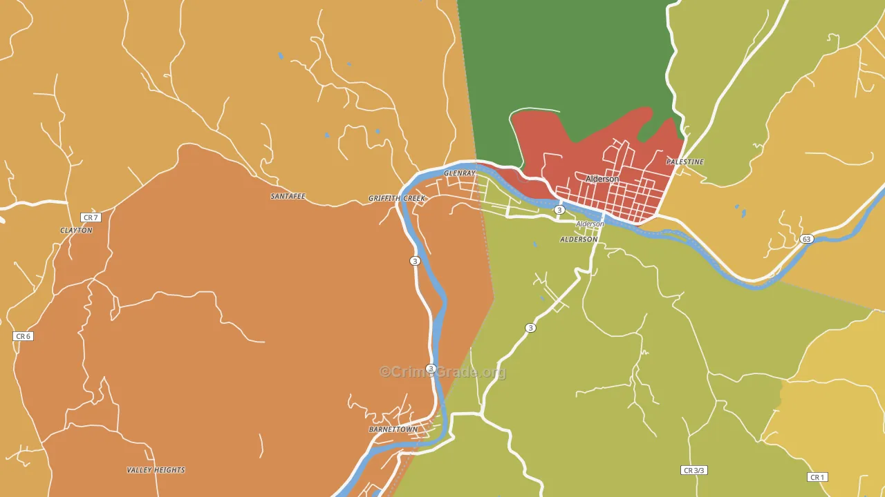 Glenray, WV Map of Drug-Related Crime Rates