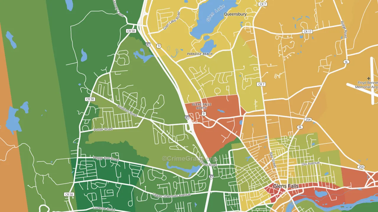 Glens Falls North, NY Map of Drug-Related Crime Rates