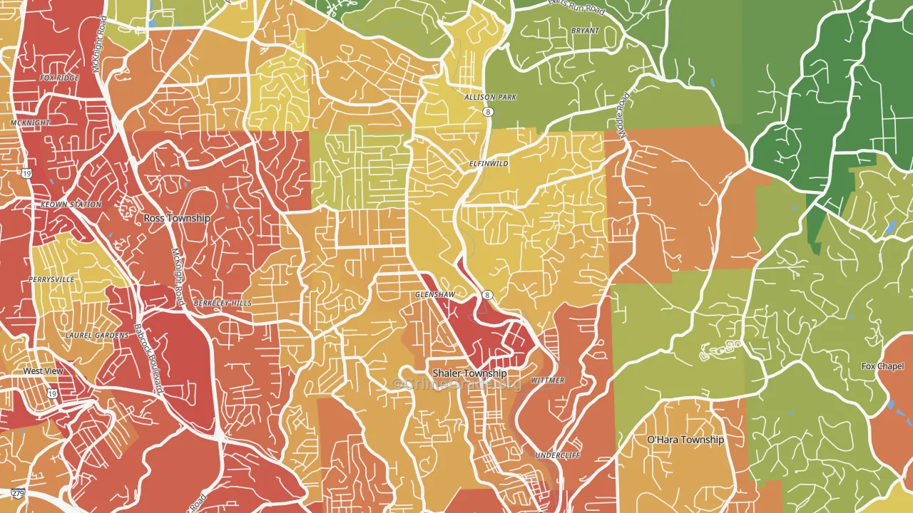 Glenshaw, PA Map of Drug-Related Crime Rates