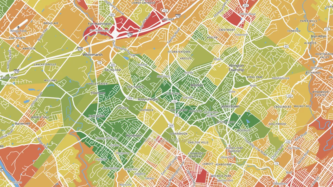 Glenside, PA Map of Drug-Related Crime Rates