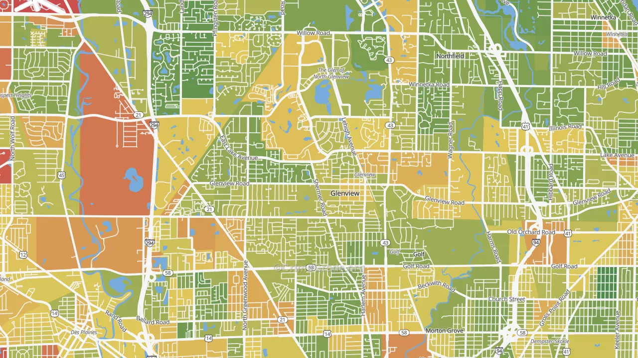 Glenview, IL Map of Drug-Related Crime Rates