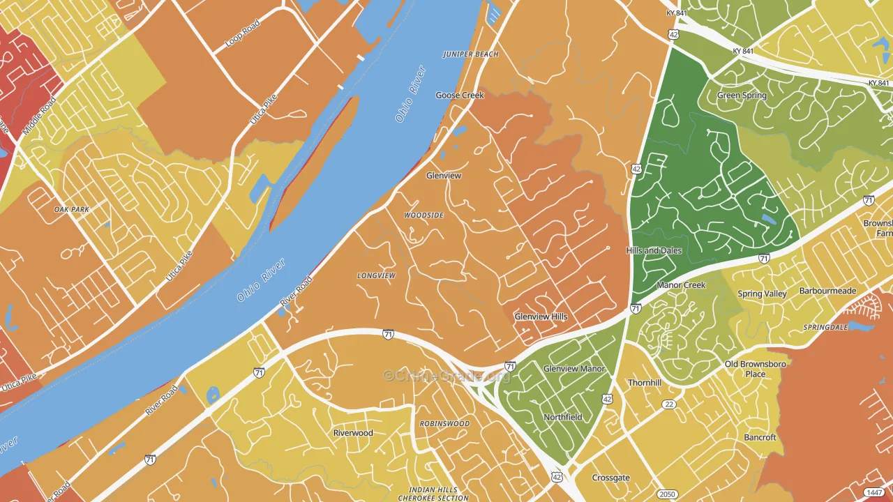 Glenview, KY Map of Drug-Related Crime Rates