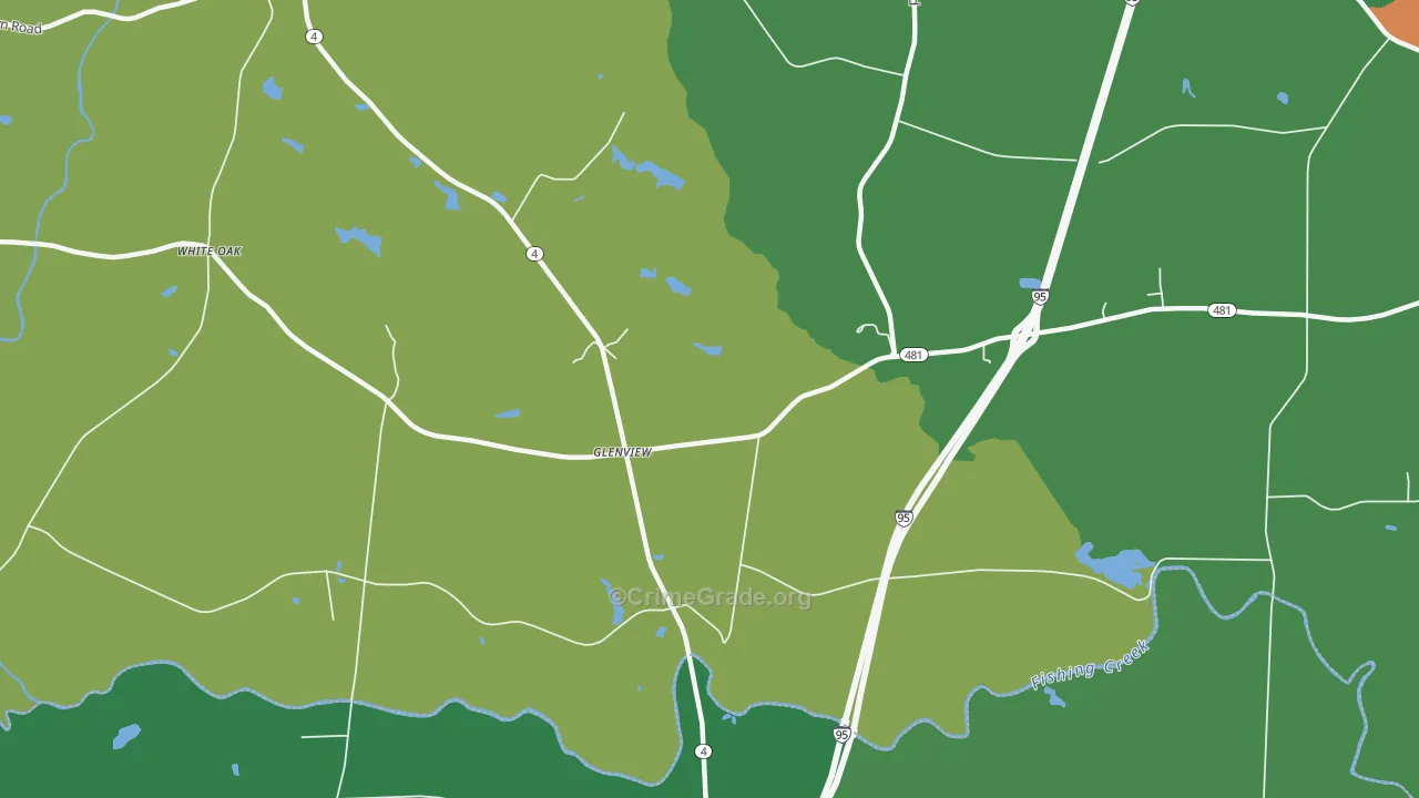Glenview, NC Map of Drug-Related Crime Rates