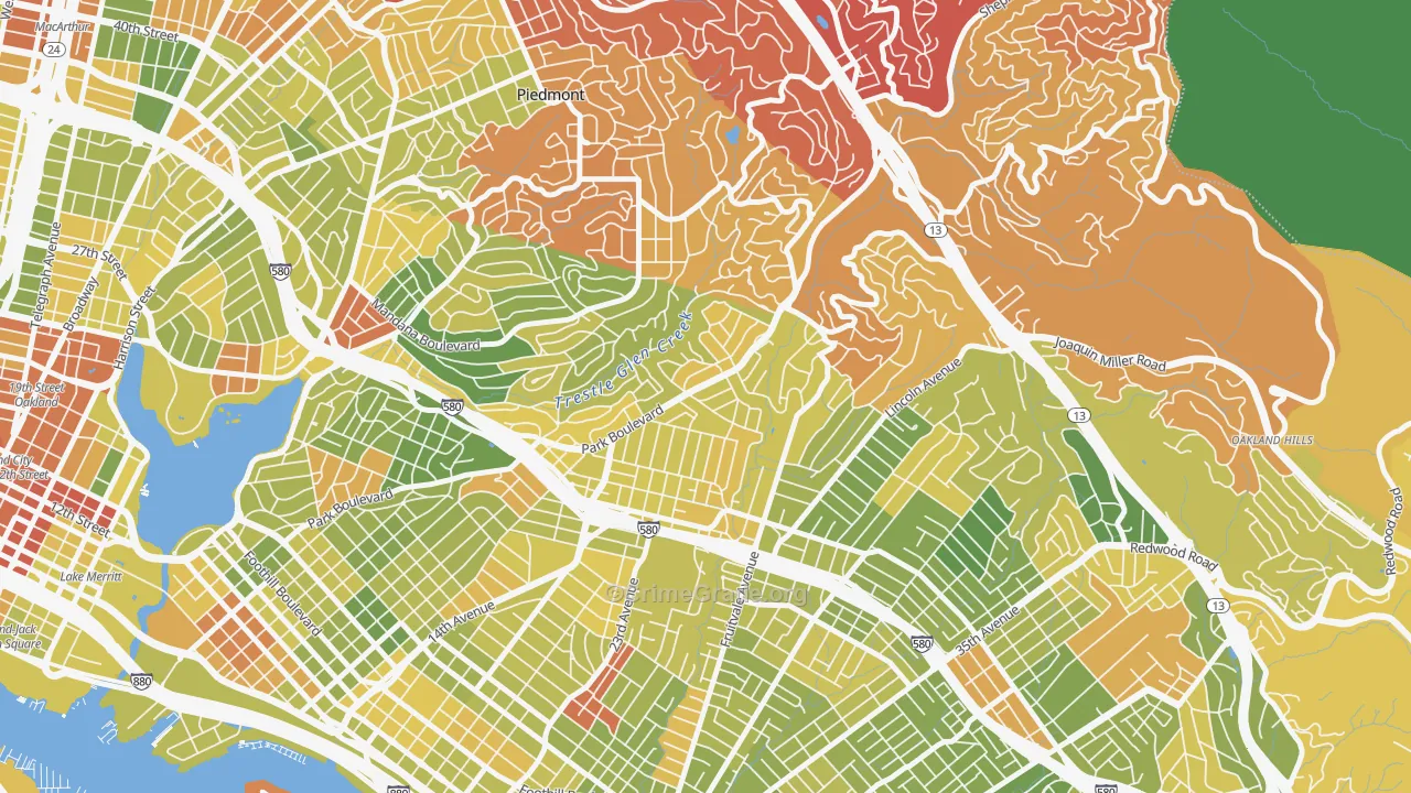 Glenview, Oakland, CA Map of Drug-Related Crime Rates