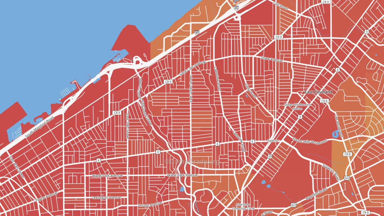 Glenville, Cleveland, OH Map of Drug-Related Crime Rates