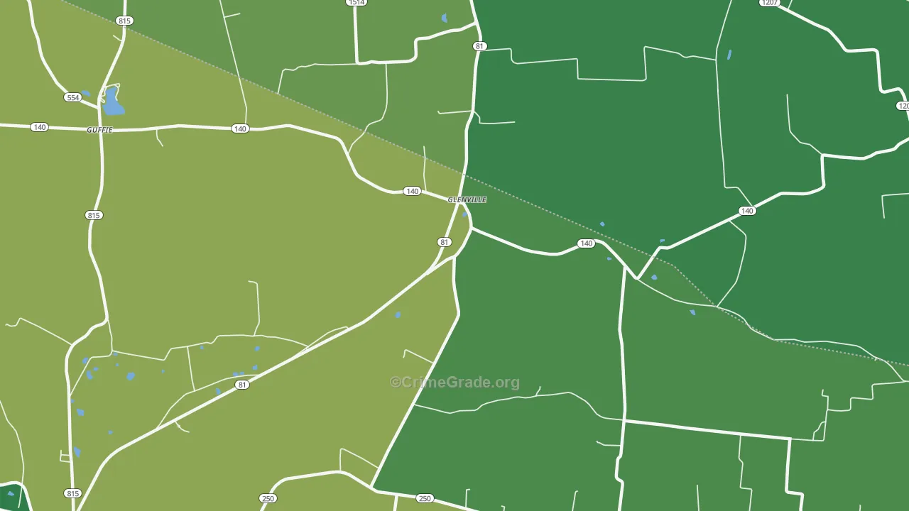 Glenville, KY Map of Drug-Related Crime Rates