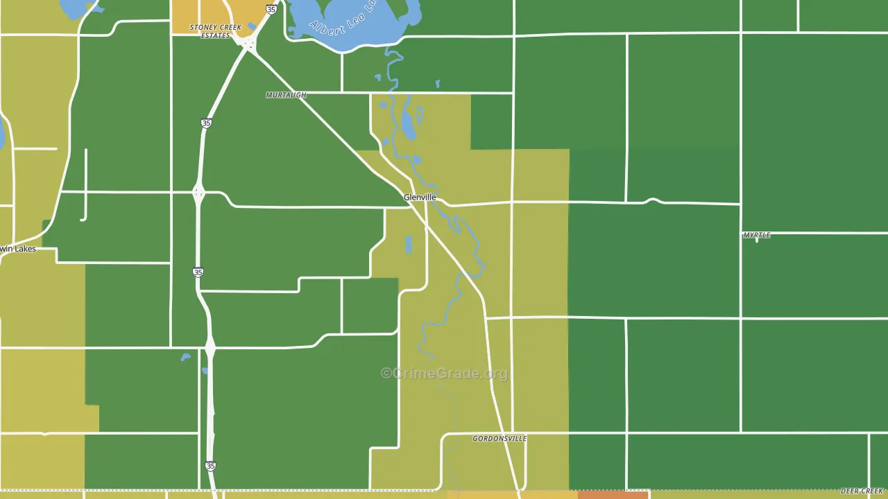 Glenville, MN Map of Drug-Related Crime Rates