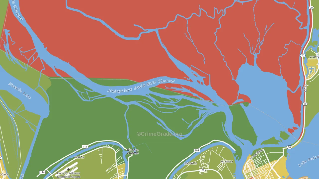 Glenwild, LA Map of Drug-Related Crime Rates