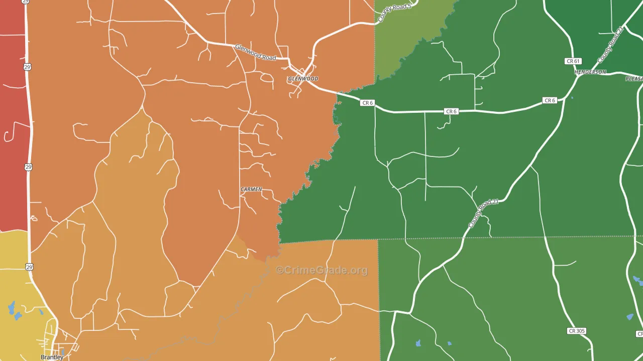 Glenwood, AL Map of Drug-Related Crime Rates