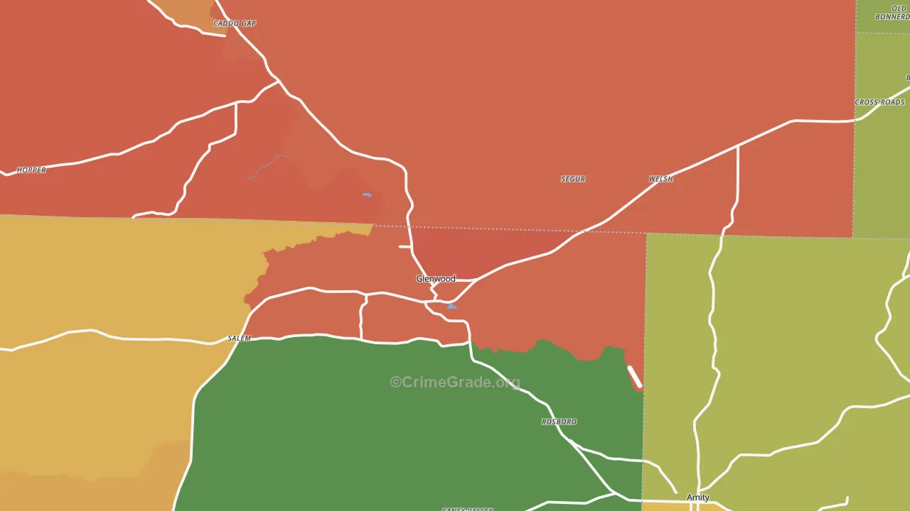 Glenwood, AR Map of Drug-Related Crime Rates