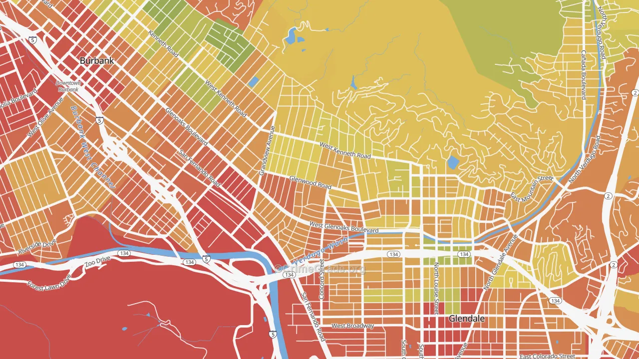Glenwood, Glendale, CA Map of Drug-Related Crime Rates