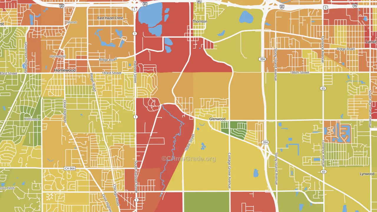 Glenwood, IL Map of Drug-Related Crime Rates