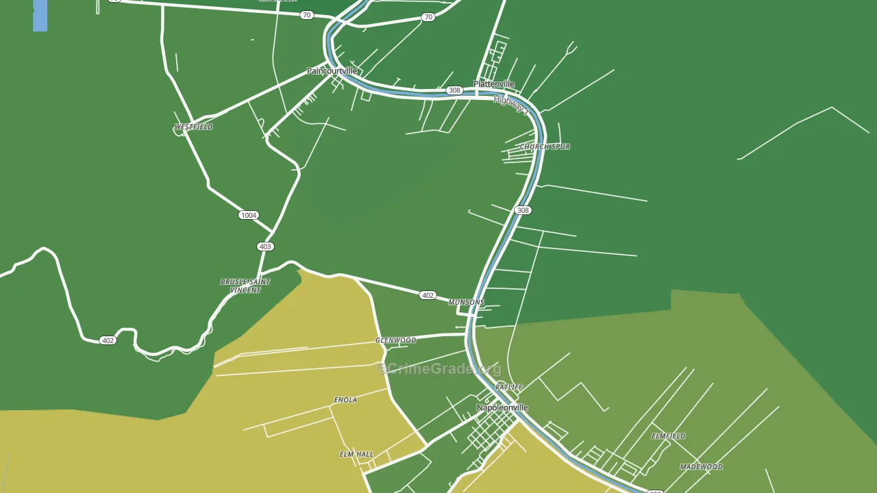 Glenwood, LA Map of Drug-Related Crime Rates