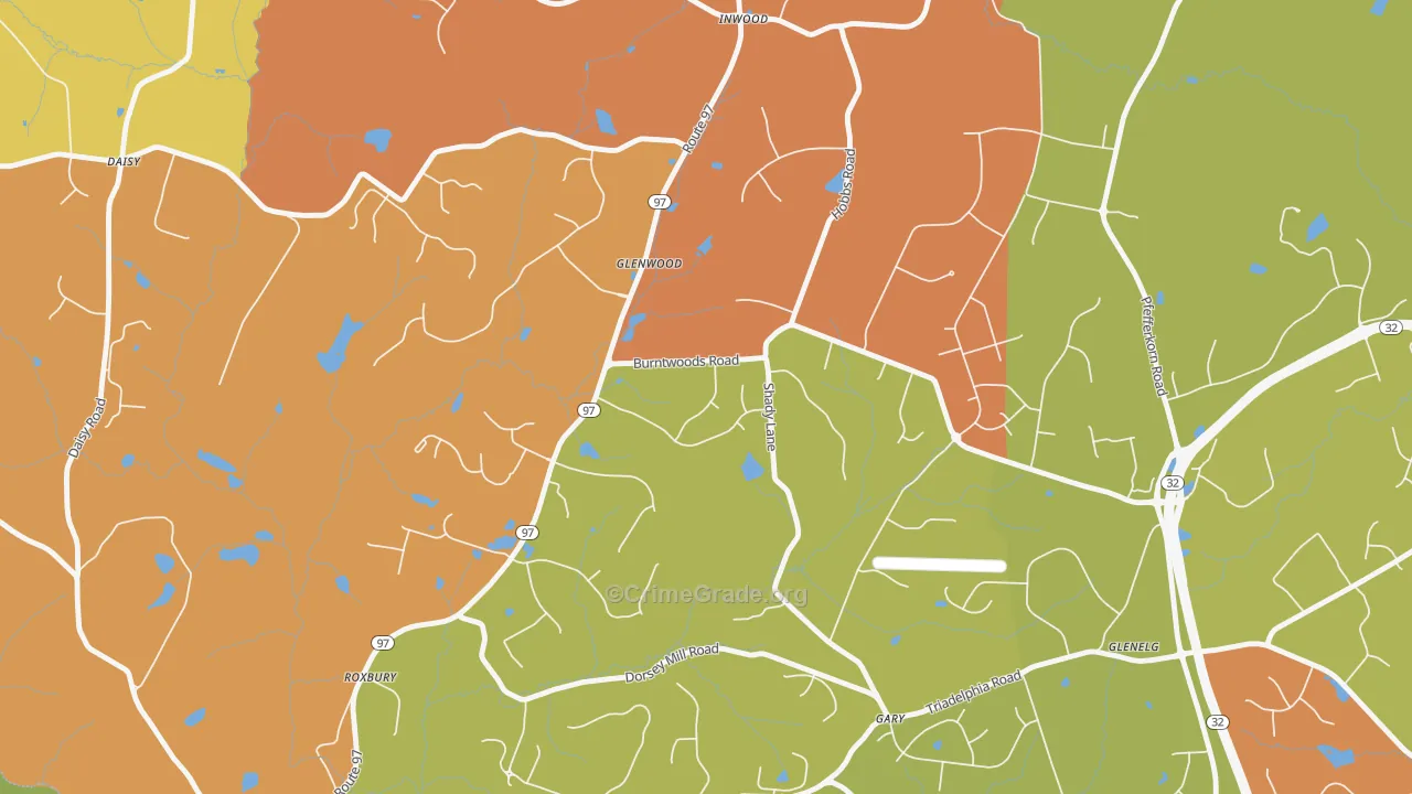 Glenwood, MD Map of Drug-Related Crime Rates
