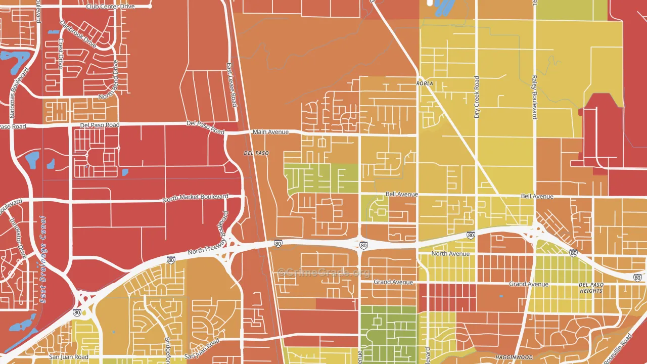 Glenwood Meadows, Sacramento, CA Map of Drug-Related Crime Rates
