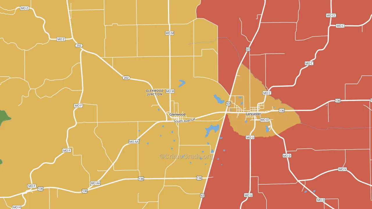 Glenwood, MO Map of Drug-Related Crime Rates